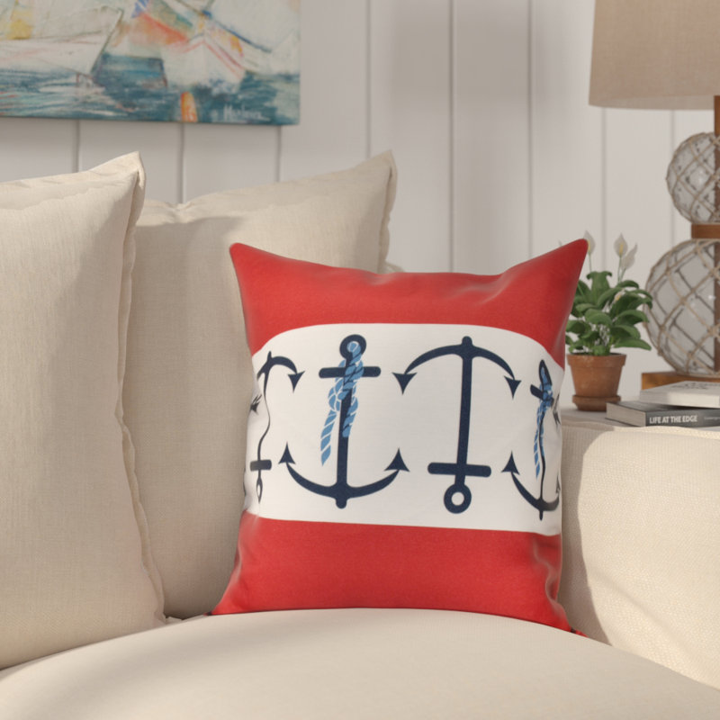 Breakwater Bay Hancock Anchor Stripe Print Outdoor Throw Pillow Wayfair